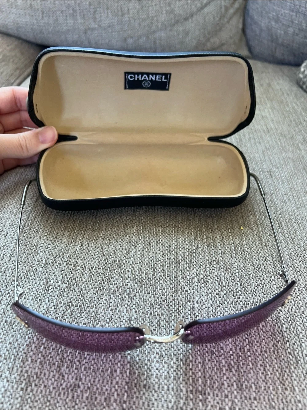 Chanel 4017 Vintage Rimless Purple Sunglasses with Silver Frame